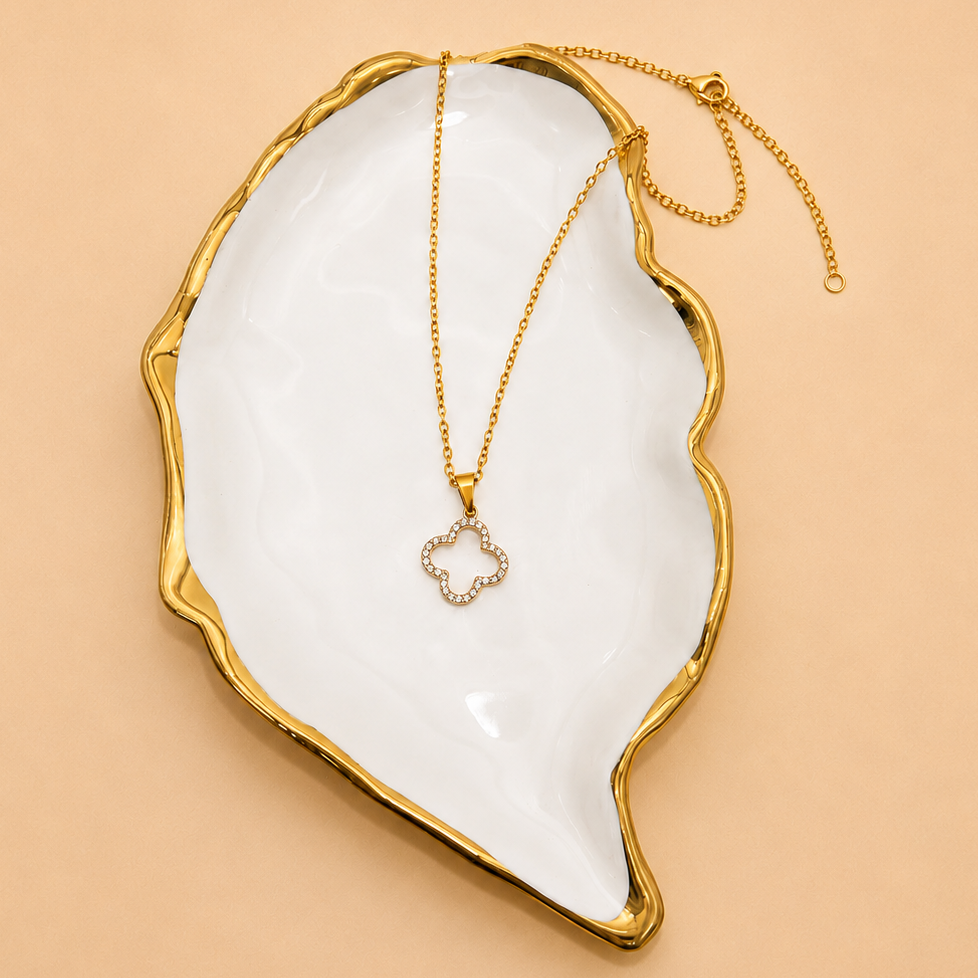 18K STAINLESS STEEL TARNISH FREE CLOVER NECKLACE