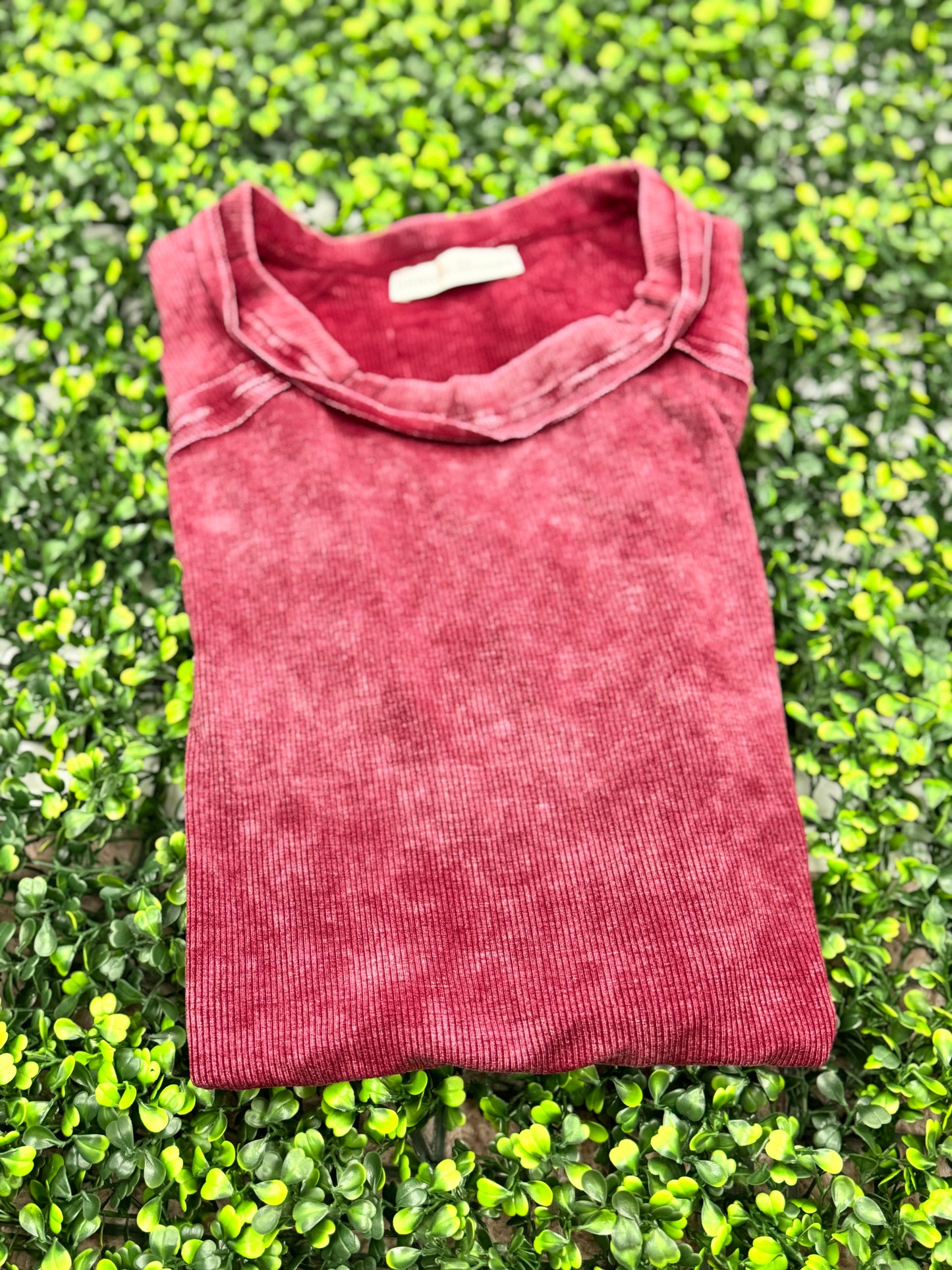 Acid Wash Ribbed Top