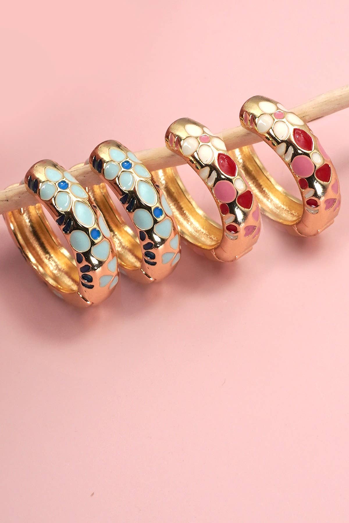 Colorful Enamel Flower Huggie Hoop Earrings | Gold Plated Trendy Floral Huggies
