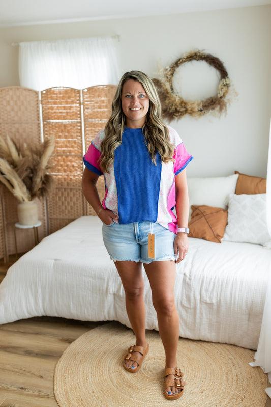 Risen High Rise Peekaboo Lining Shorts | Stretch Denim Shorts