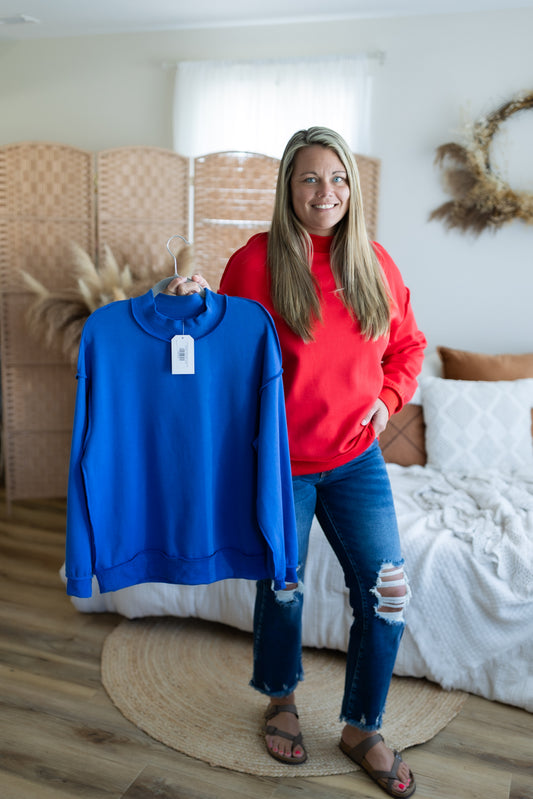 Oversized Reversible Mock Neck Sweatshirt | Cozy Dual Style Pullover