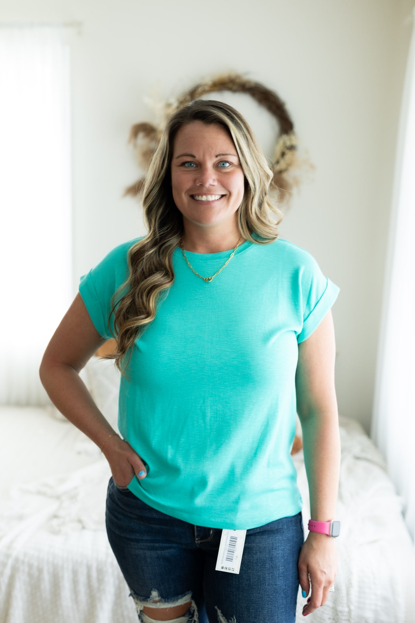 Cotton Modal Rolled Sleeve Tee | Soft Lightweight Everyday T Shirt