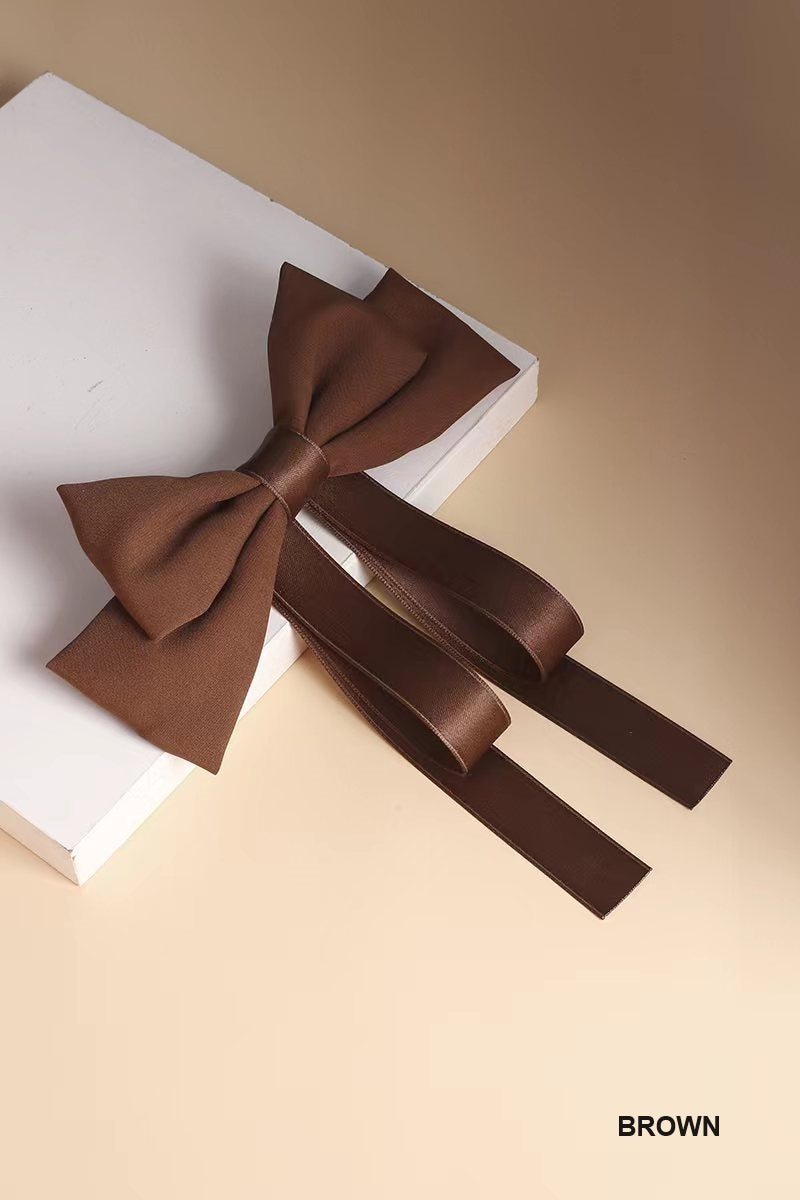 Silk & Satin Bowtie Ribbon Barrette – Elegant Hair Clip for Women