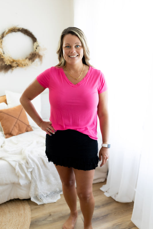 Ruched Mini Skirt with Built In Shorts