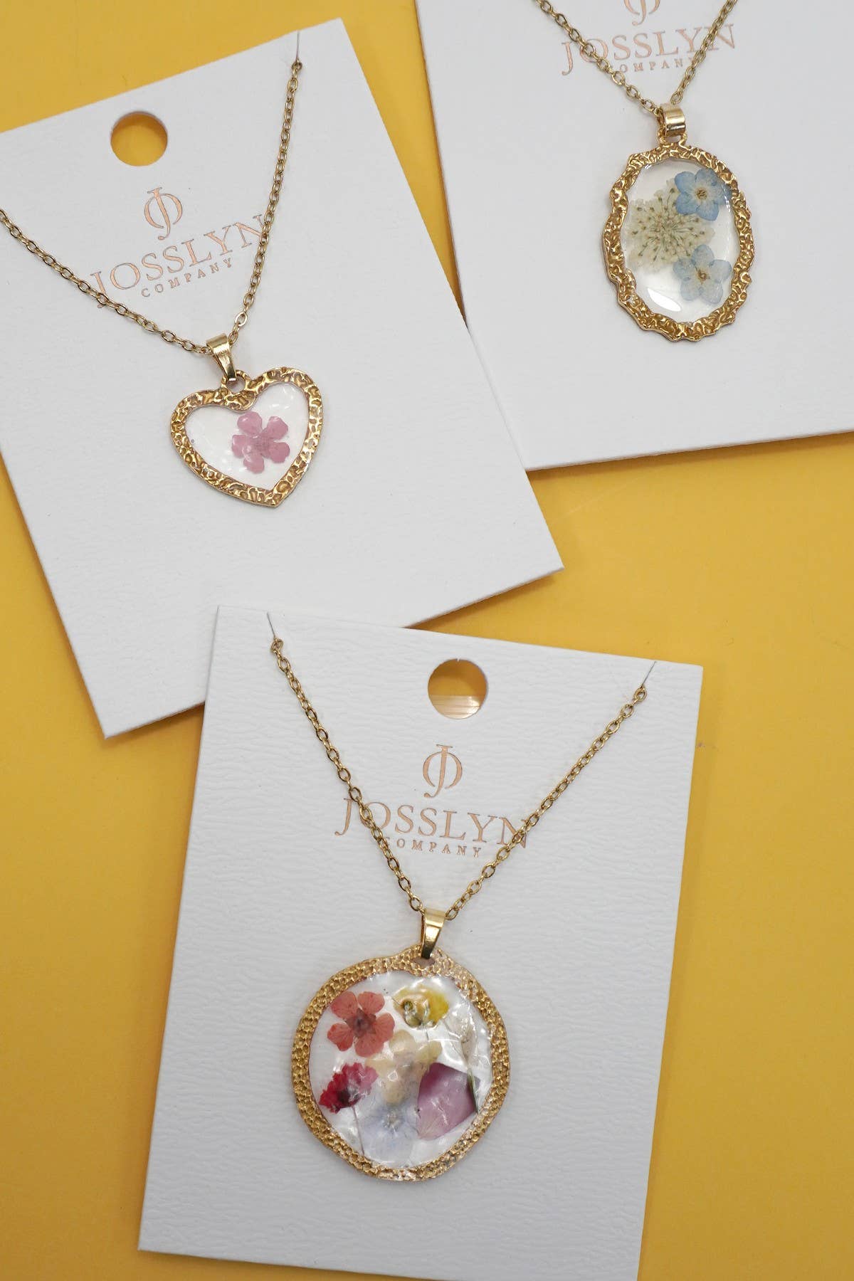 18K Gold Stainless Steel Pressed Flower Necklace | Tarnish Free Floral Pendant Necklace