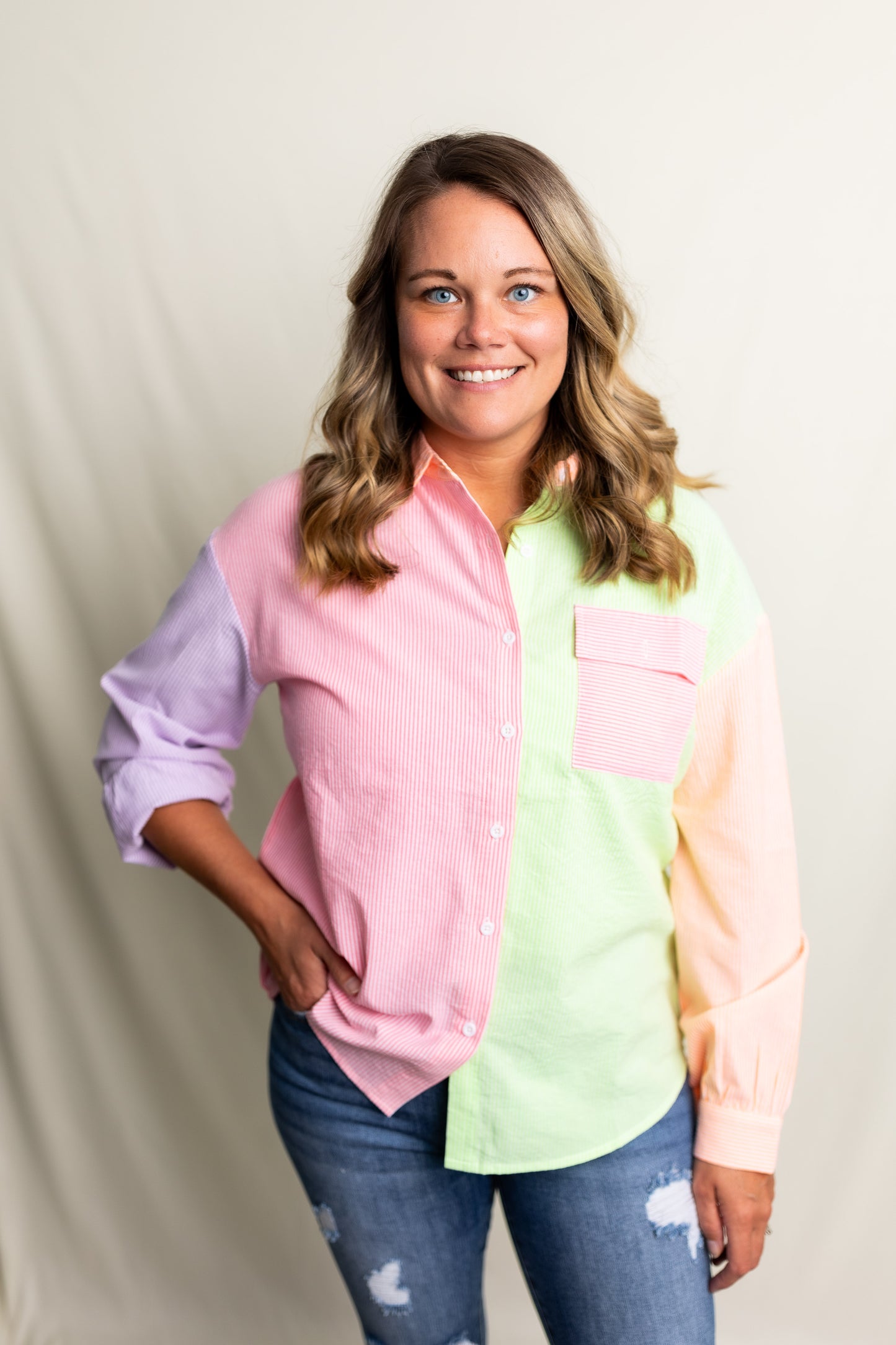 Colorful Button Down Top