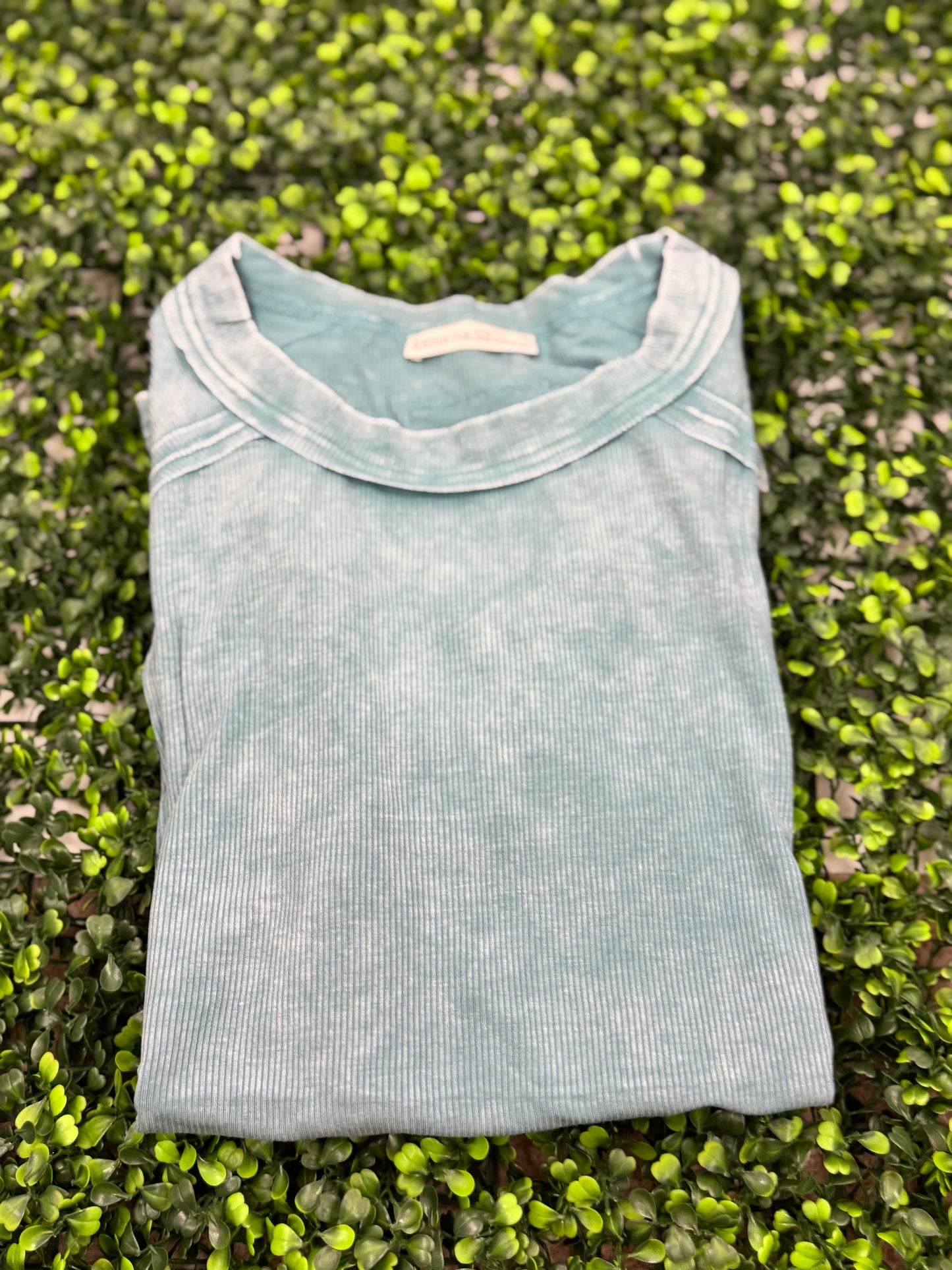 Acid Wash Ribbed Top