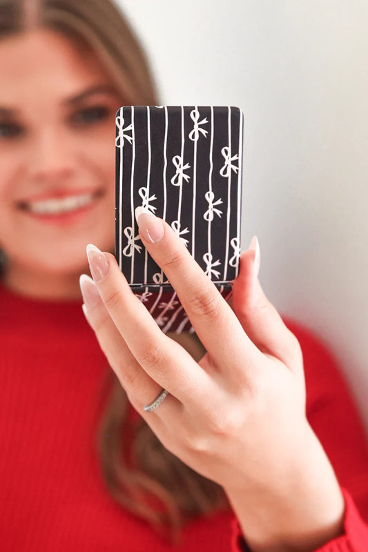 Black & White Bow Compact Mirror