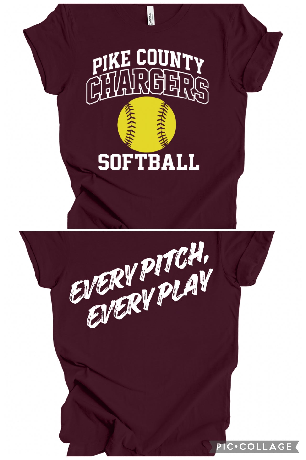 9U Pike County Chargers Softball Shirt – Every Pitch Every Play Graphic