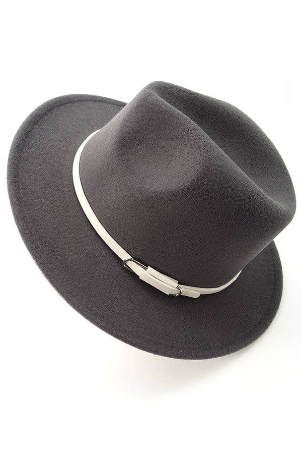 Vintage Classic Charcoal Fedora with White Trim