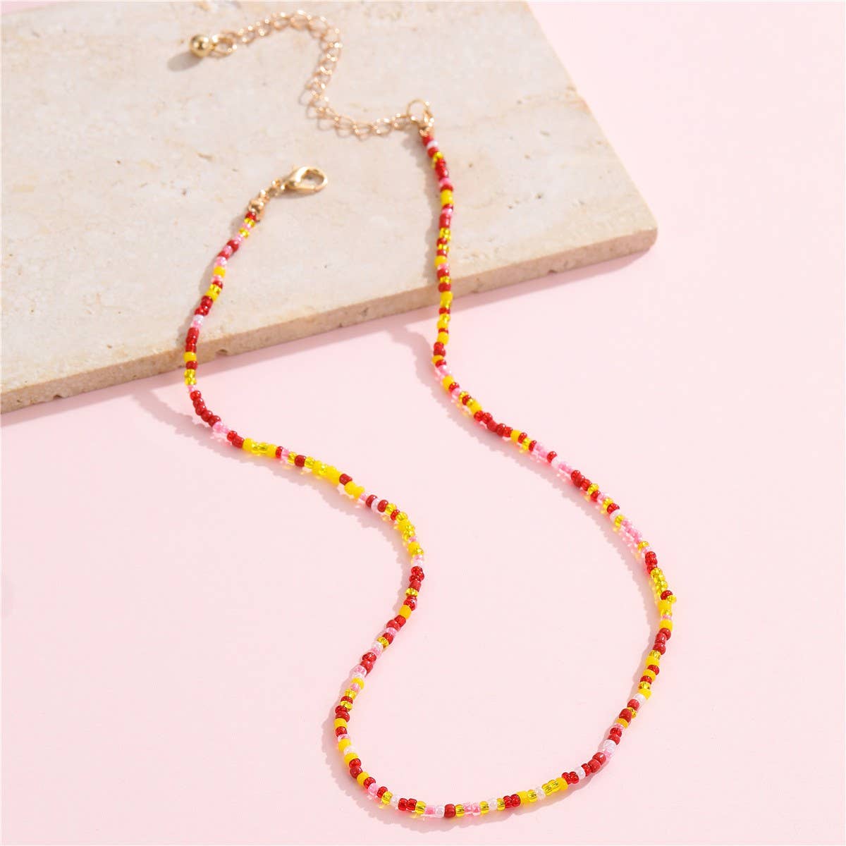 18K Gold Stainless Steel Beaded Necklace | Tarnish Free Waterproof Layering Necklace
