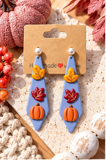 Fall Harvest Long Drop Clay Earrings