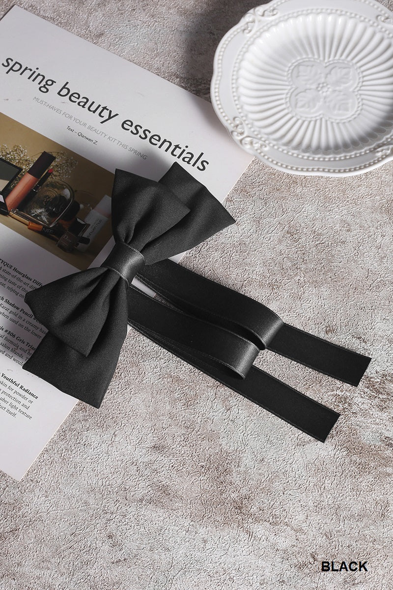 Silk & Satin Bowtie Ribbon Barrette – Elegant Hair Clip for Women