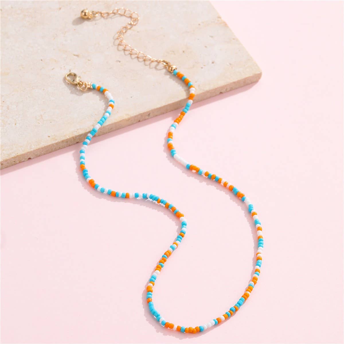 18K Gold Stainless Steel Beaded Necklace | Tarnish Free Waterproof Layering Necklace