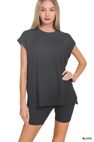 Brushed Microfiber Sleeveless Top & Biker Shorts Set | Ultra Soft Lounge Set (Multiple Colors)