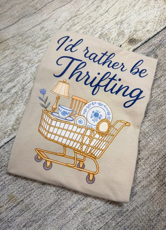 I’d Rather Be Thrifting Graphic Tee | Bella Canvas T Shirt | Cute Vintage Lover Shirt | Soft Unisex Fit