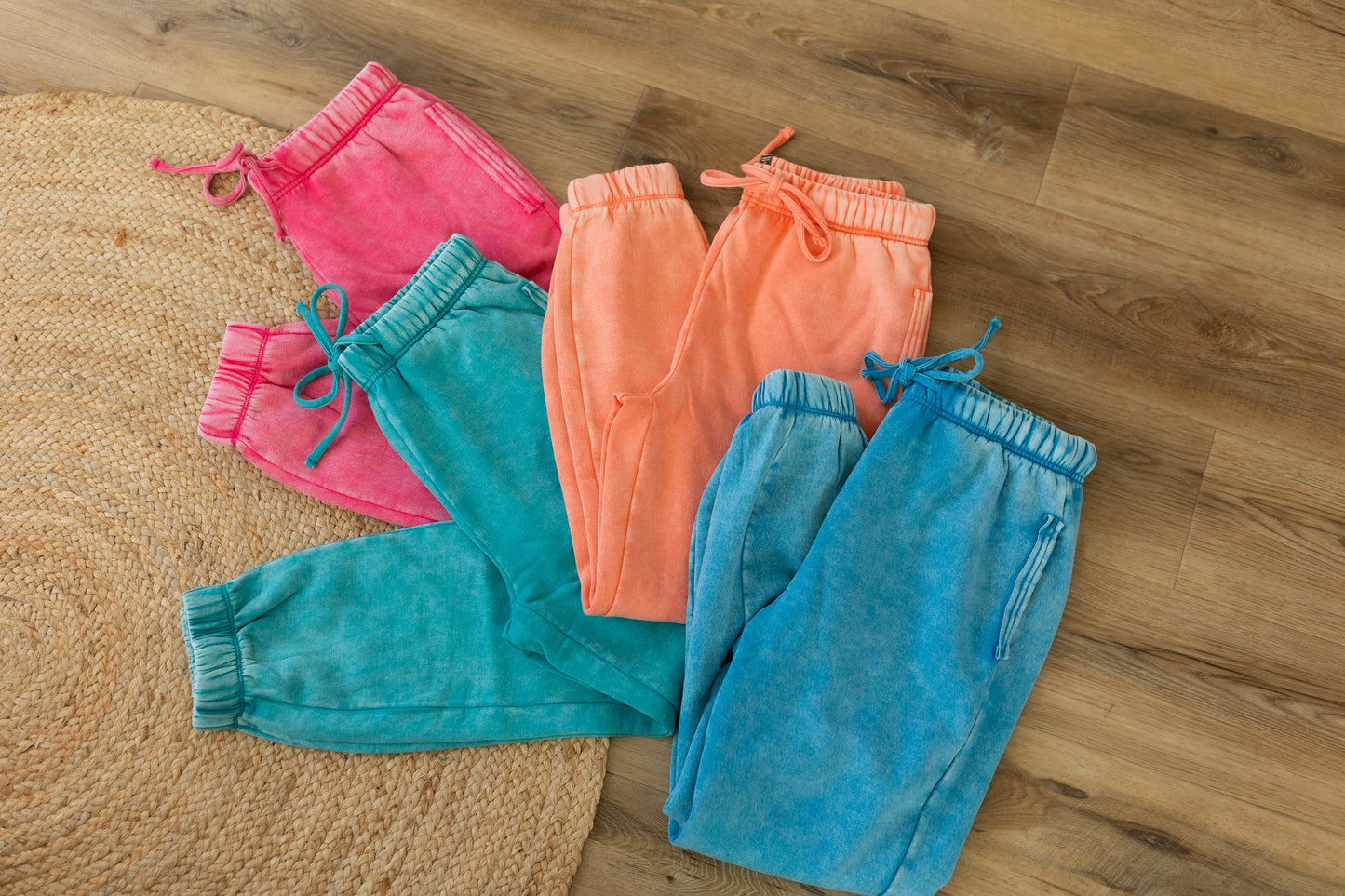 Acid Wash Fleece Sweatpants with Pockets