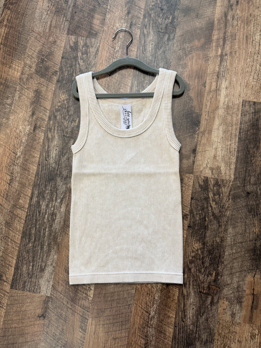 Acid Wash Reversible Tank Top | Wear as Bra or Tank | Versatile Seamless Layering Top
