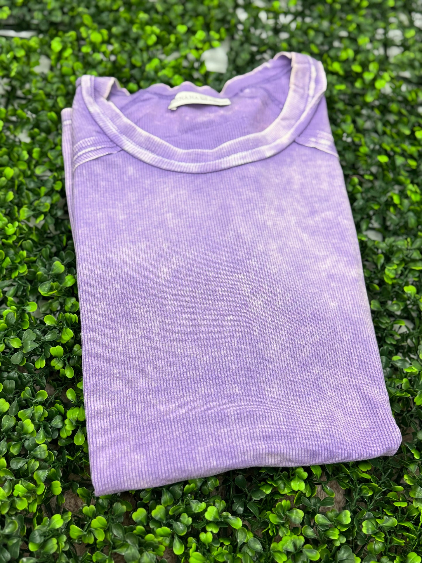 Acid Wash Ribbed Top