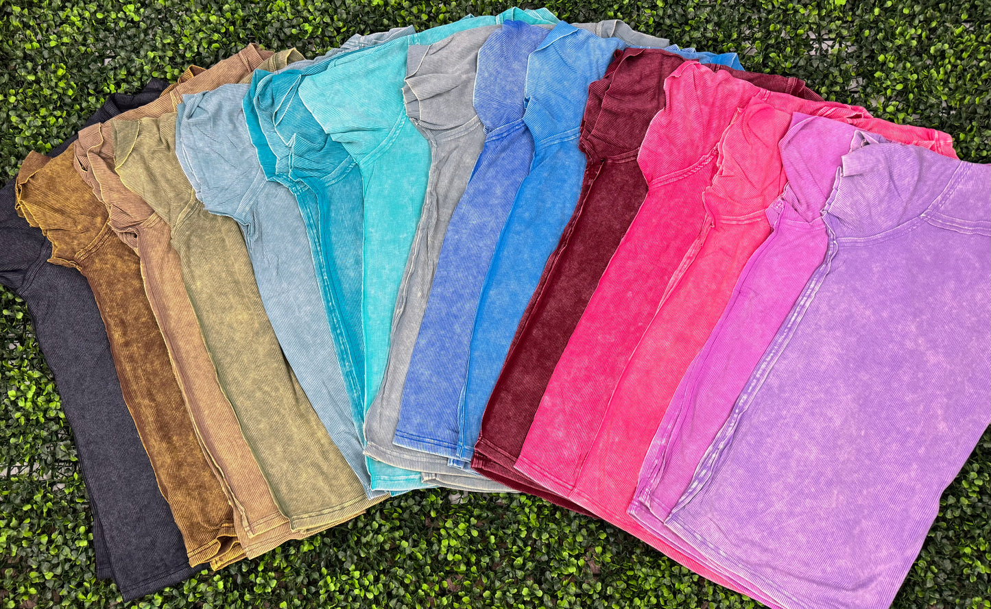 Acid Wash Ribbed Top