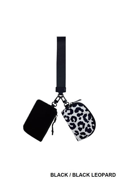 Dual Pouch Wristlet Keychain Wallet – Compact Zip Coin Purse & Card Holder