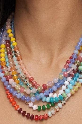 Natural Stone Semi-Precious Glass Mixed Necklace