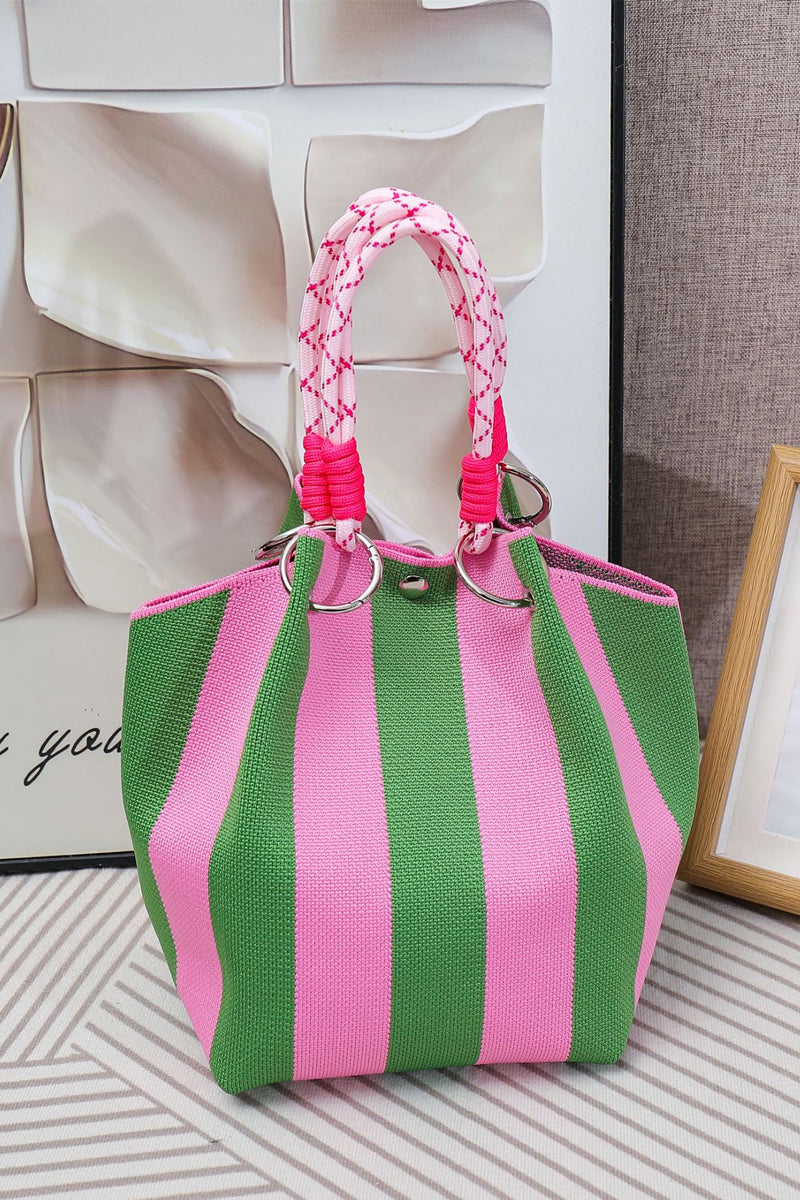 Geometric Knitted Bucket Tote Bag | Lightweight Everyday Knit Handbag