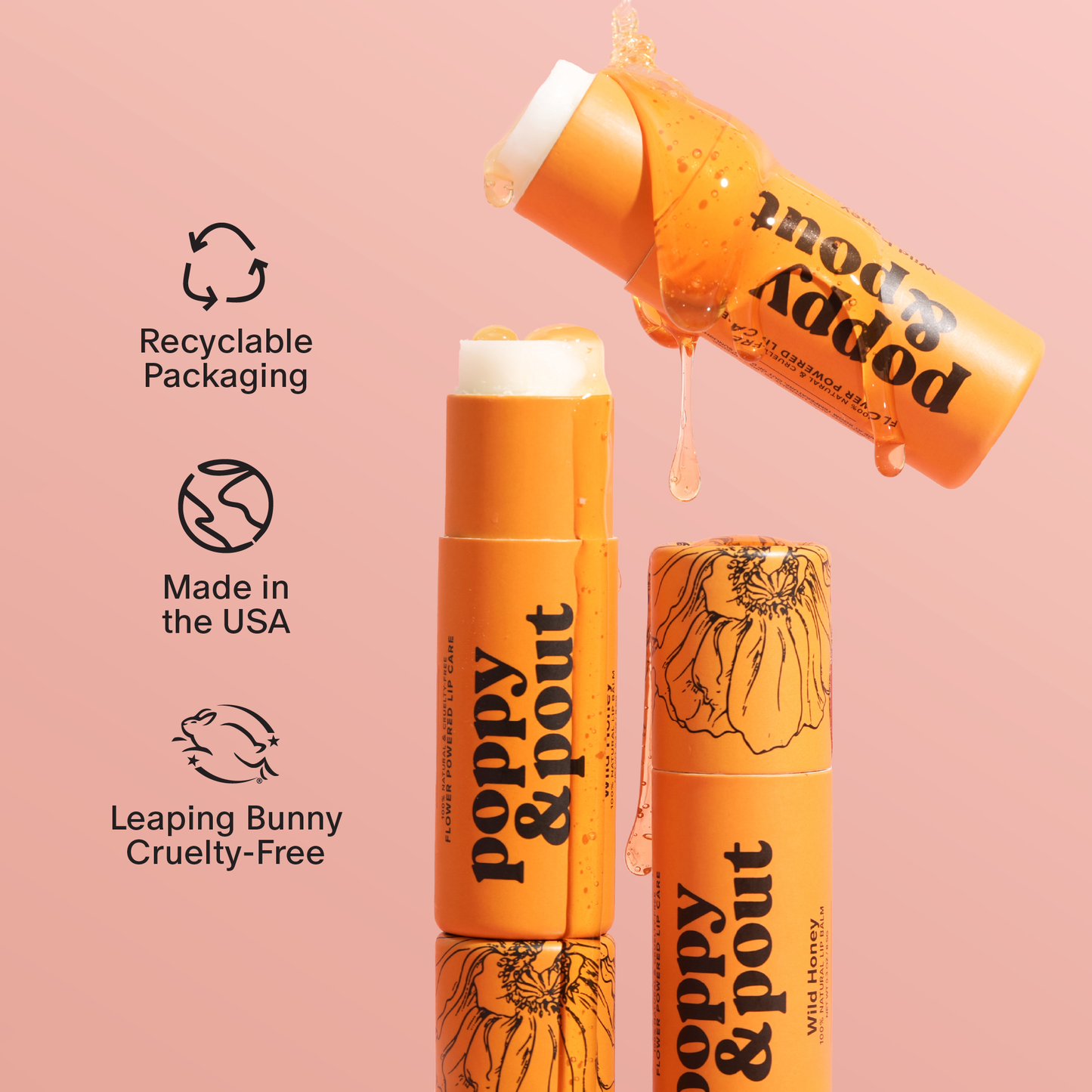 Wild Honey Lip Balm – 100% Natural Hydrating Lip Care by Poppy & Pout