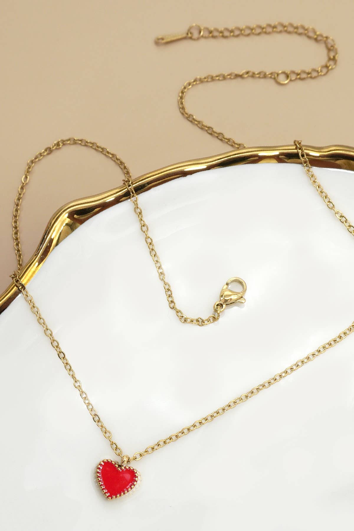 18K Stainless Steel Tarnish Free Heart Necklace