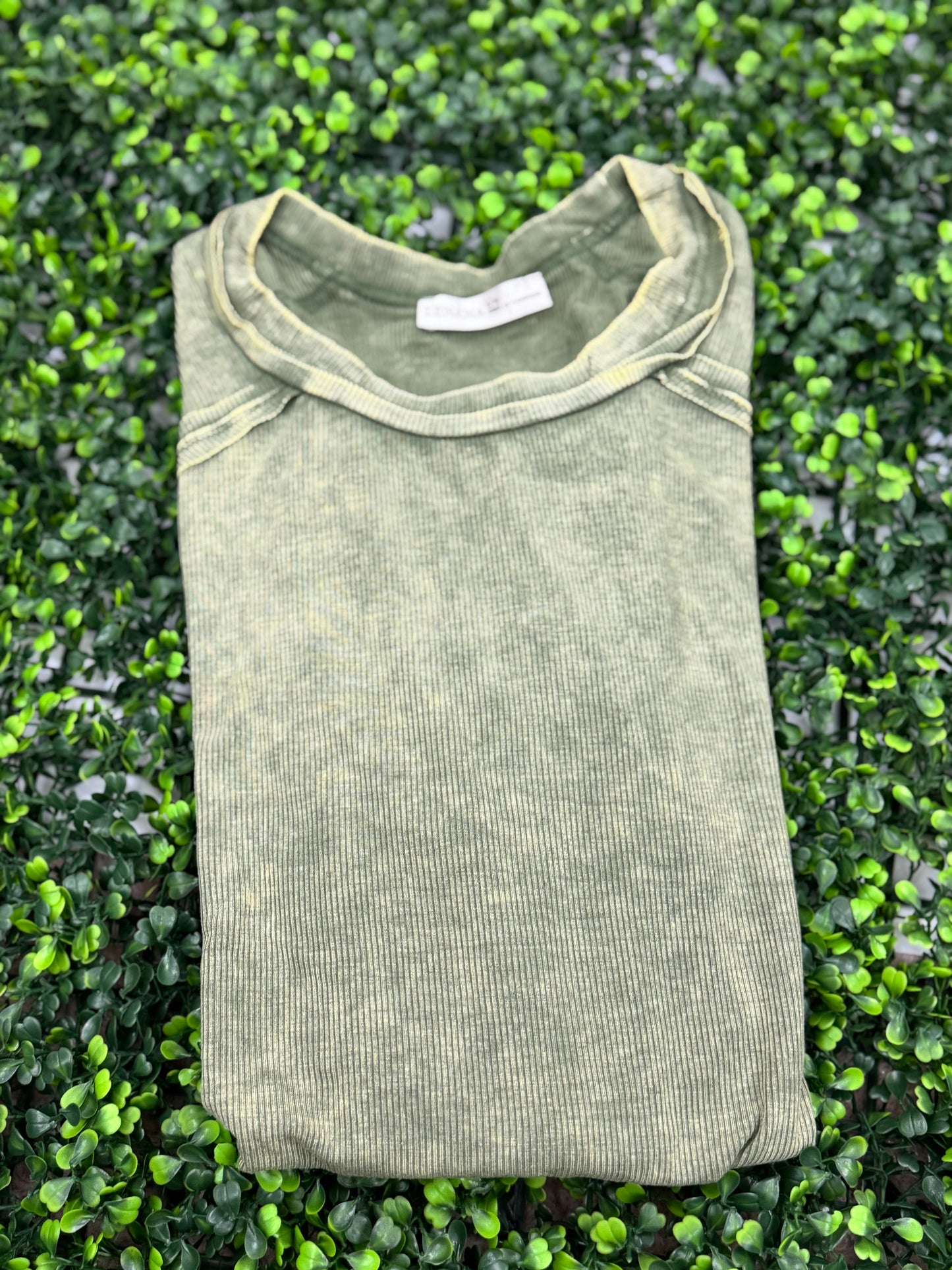 Acid Wash Ribbed Top
