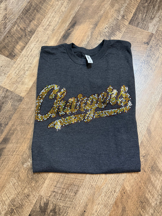 Chargers Spangle Script Tee
