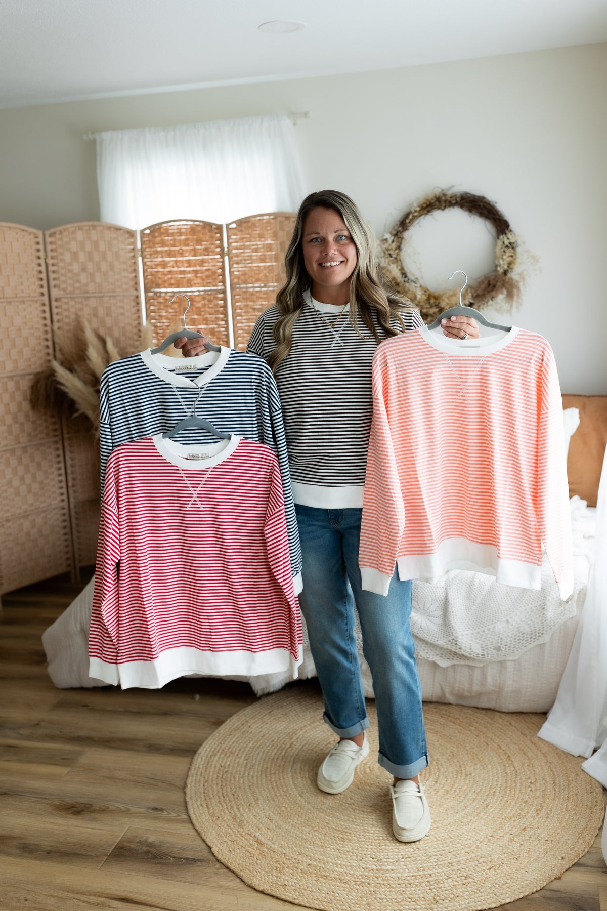 Chocolate Striped Rib Banded Pullover