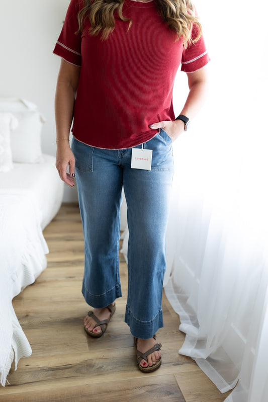 Lovervet High Rise Elastic Waistband Wide Leg Jeans – Comfort Meets Effortless Style