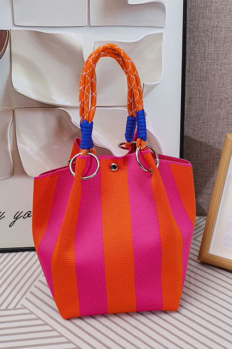 Geometric Knitted Bucket Tote Bag | Lightweight Everyday Knit Handbag