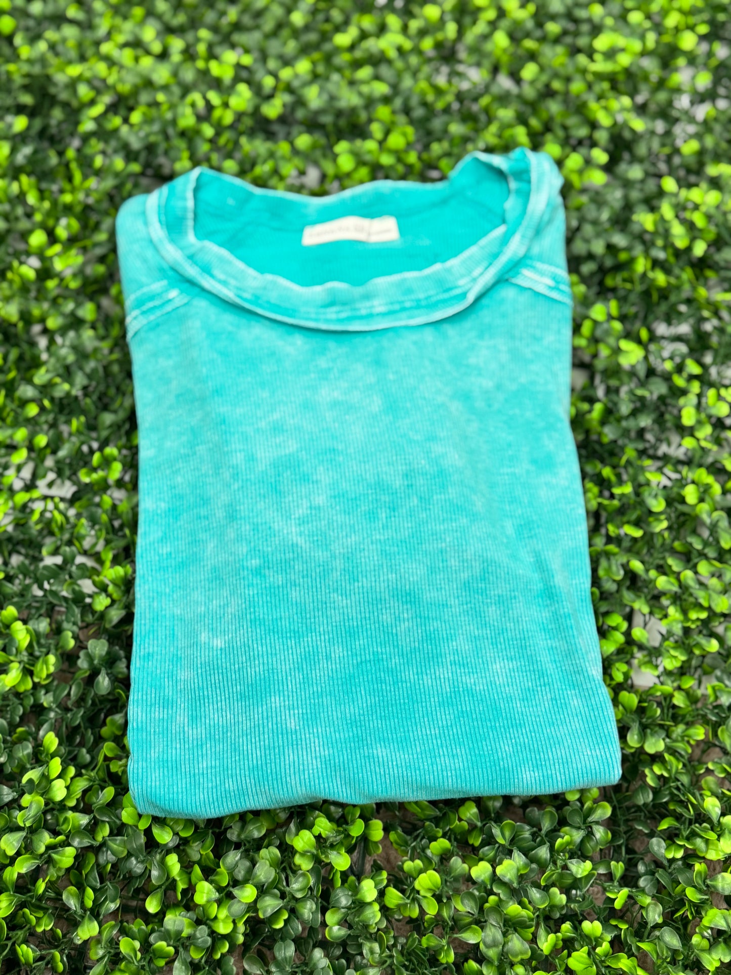 Acid Wash Ribbed Top