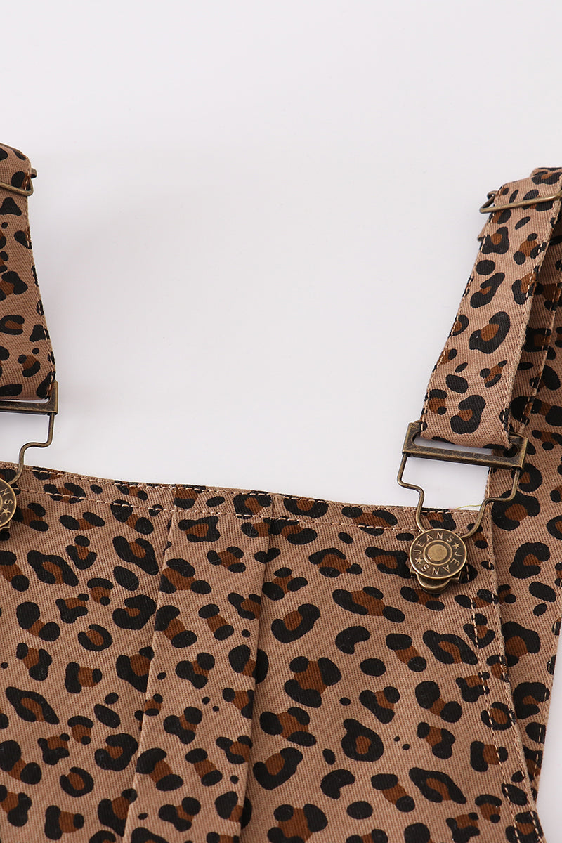 Leopard Denim Overall Dress