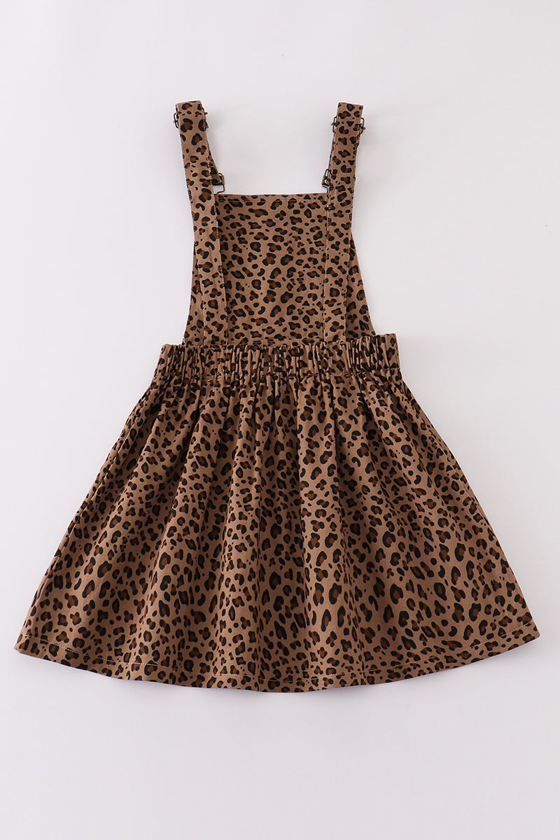 Leopard Denim Overall Dress