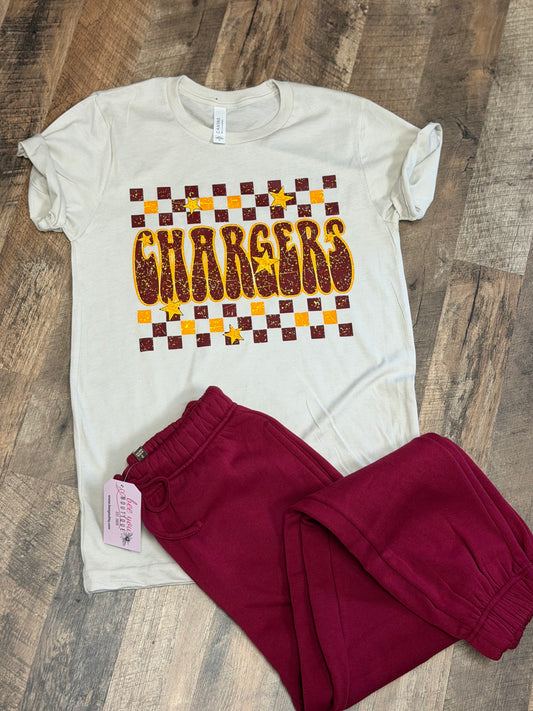 Retro Checkerboard Chargers Graphic Tee