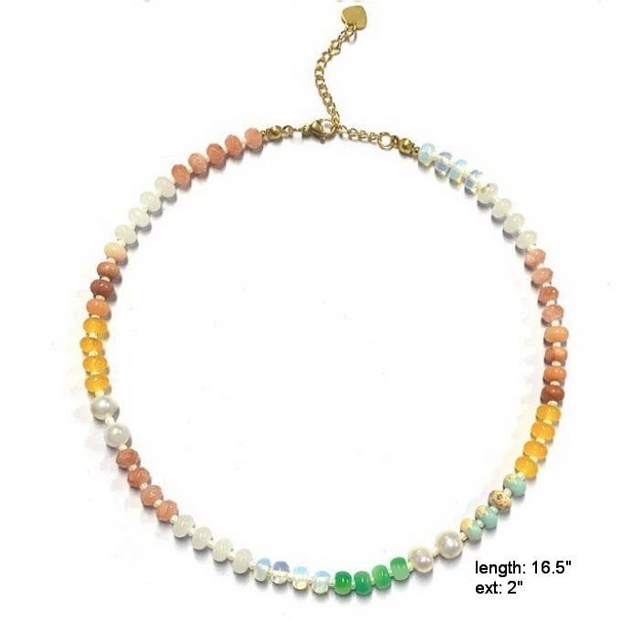 Natural Stone Semi-Precious Glass Mixed Necklace