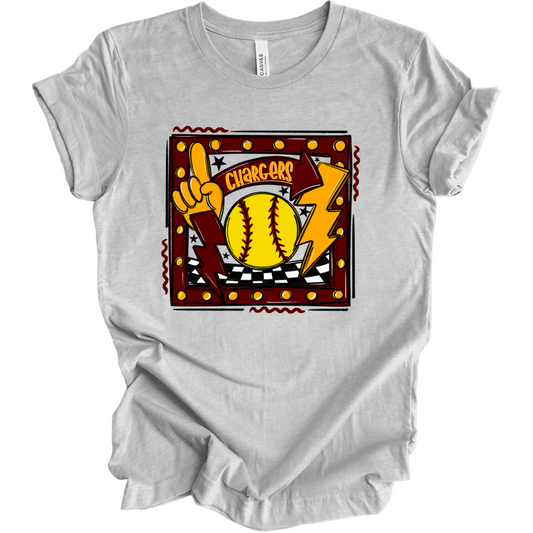 Chargers Softball Game Day Graphic Tee – Support Your Team