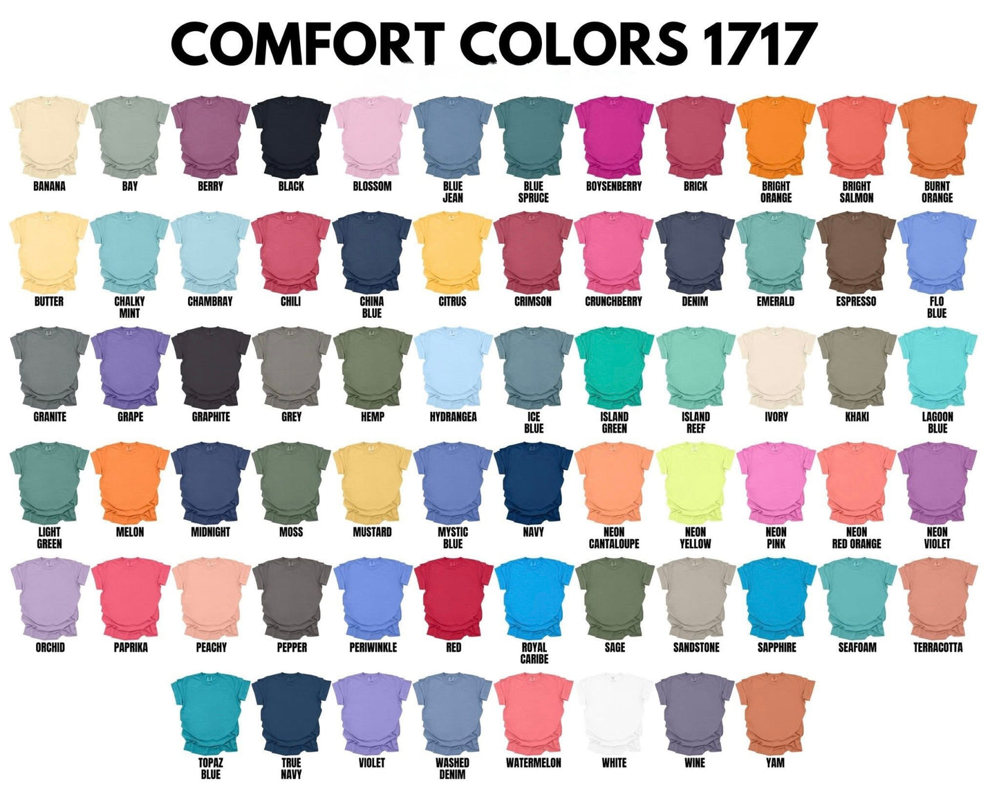 Comfort Colors 1717 Color Chart