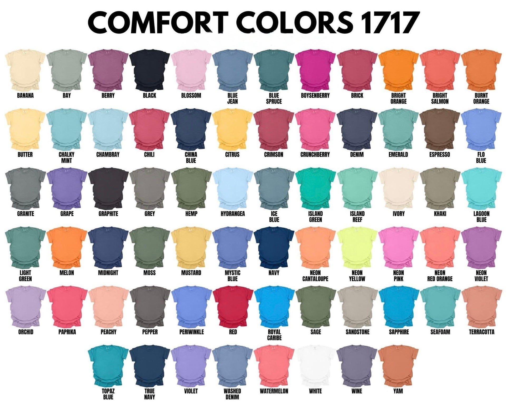 Comfort Colors 1717 Color Chart