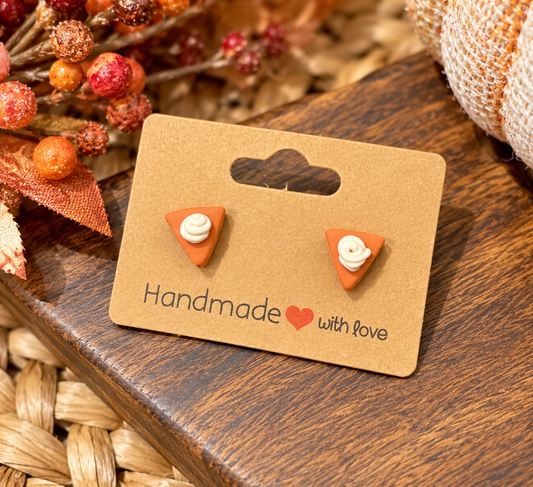 Pumpkin Pie Slice Clay Stud Earrings