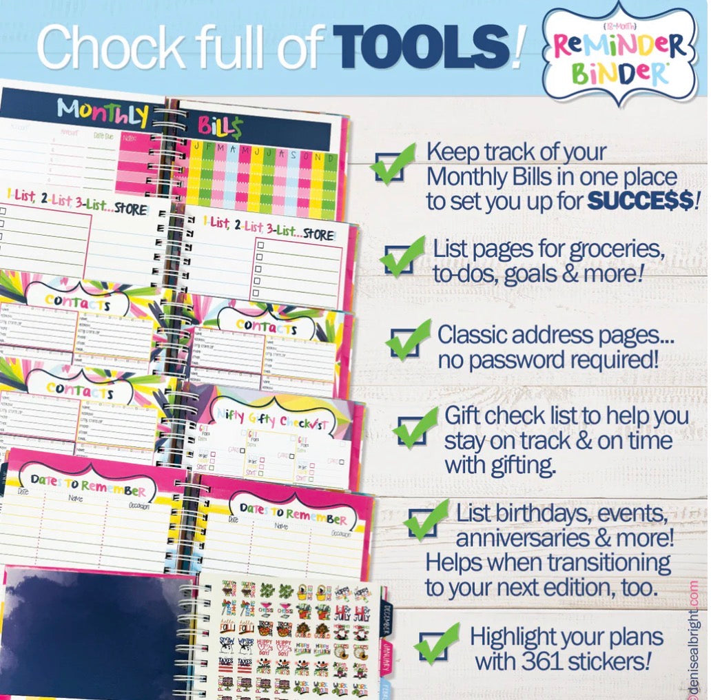 Reminder Binder® Planner 2026–2027 – Dated Weekly & Monthly Organizer with Stickers