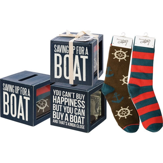 Saving Up For A Boat Bank And Socks Set