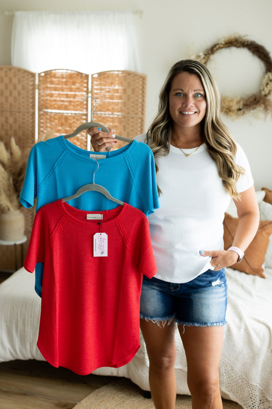 Baby Waffle Short Sleeve Top | Soft Textured Boutique Everyday Shirt