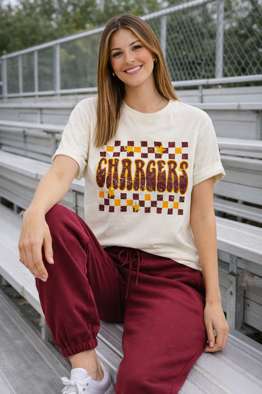 Retro Checkerboard Chargers Graphic Tee