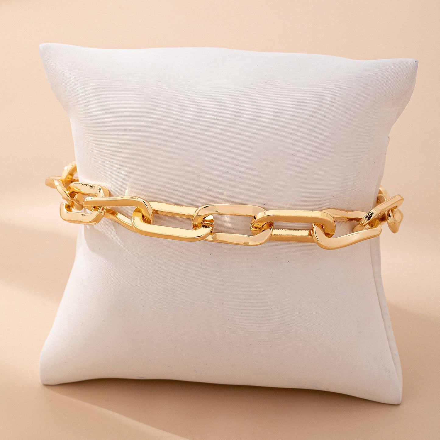 Gold Plated Chunky Link Bracelet | Bold Interlocking Chain Stackable Bracelet