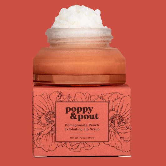 Pomegranate Peach Lip Scrub – Natural Exfoliating Sugar Scrub by Poppy & Pout