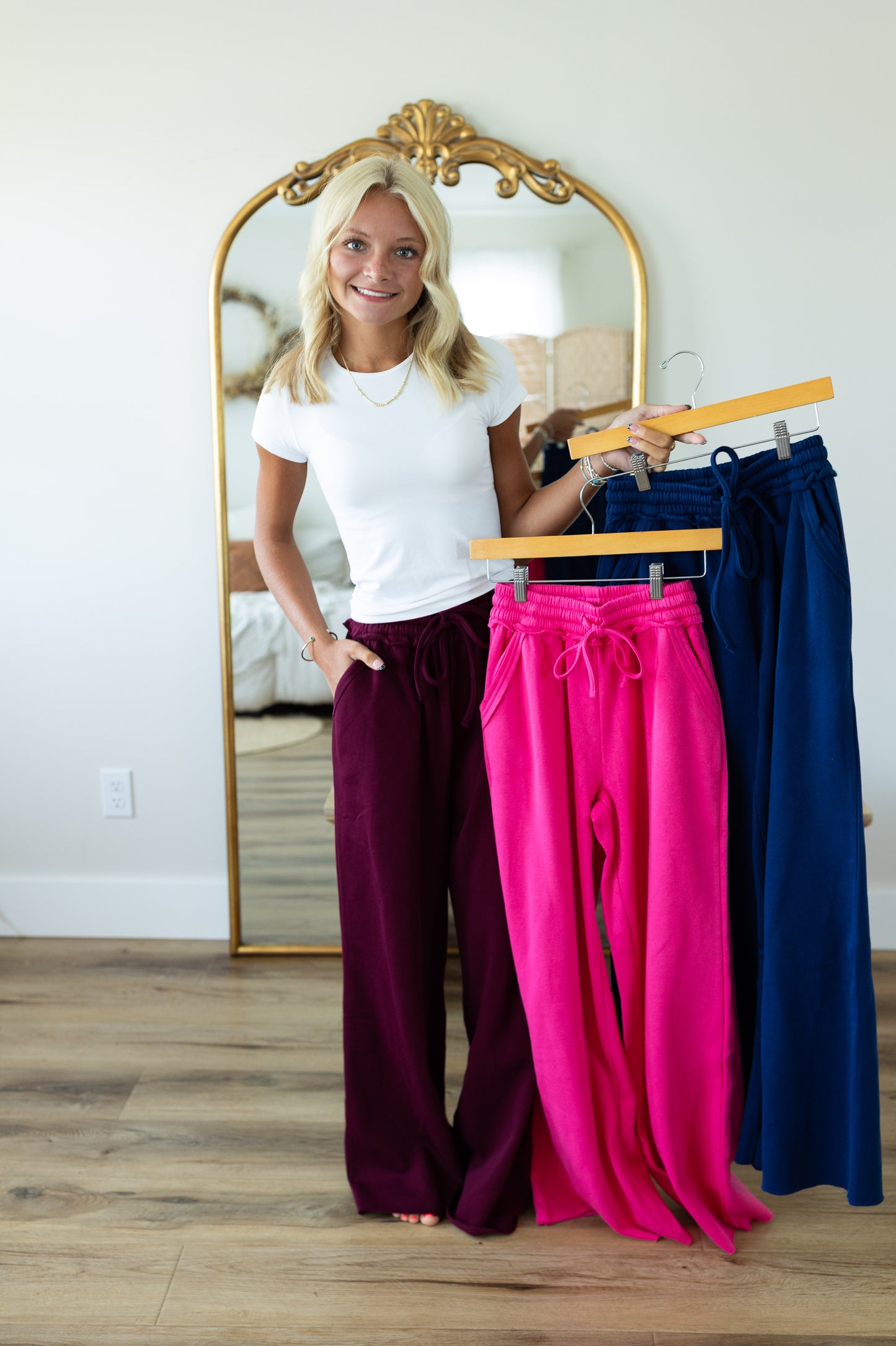Fleece Exposed Seam Wide Leg Sweatpants | Soft Drawstring Lounge Pants